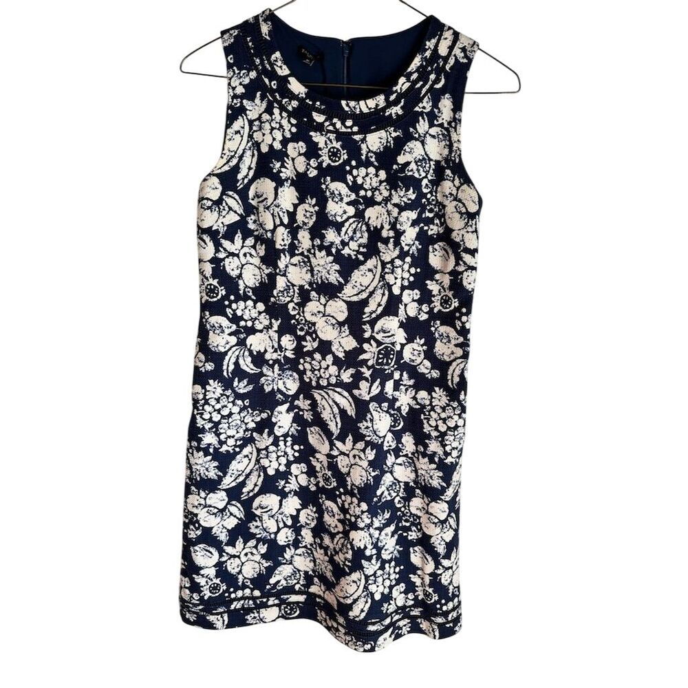 Talbots Petite 8P Blue Mixed Fruit Shift Dress Knee Length Sleeveless
